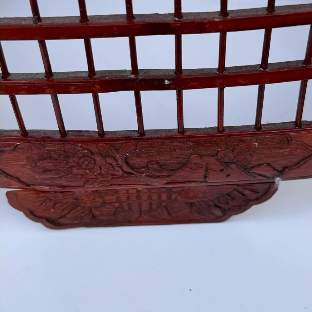 Vtg Chinese Ornate Bamboo Bird Cage - never occupied